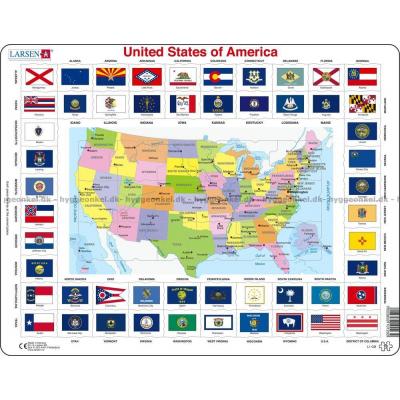 Kort over USA - Rammepuslespil, 70 brikker