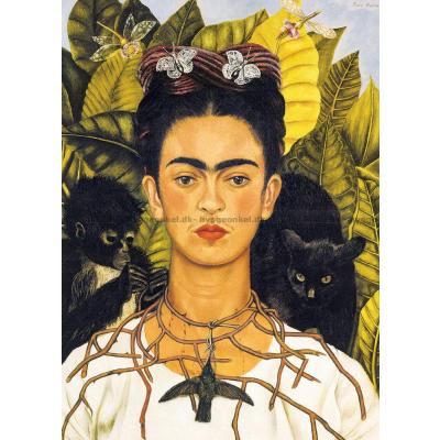 Billede af Frida Kahlo: Selvportræt med torne-halskæde, 1000 brikker