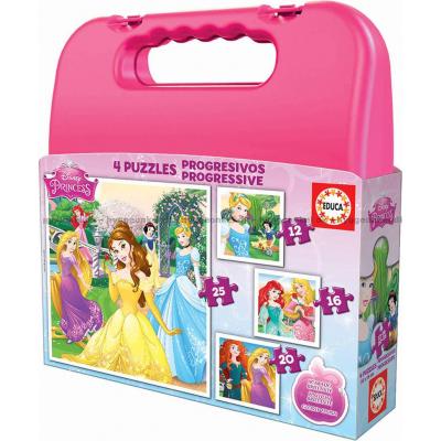 Disney prinsesser, 4 i 1 - Kuffert, 12 brikker
