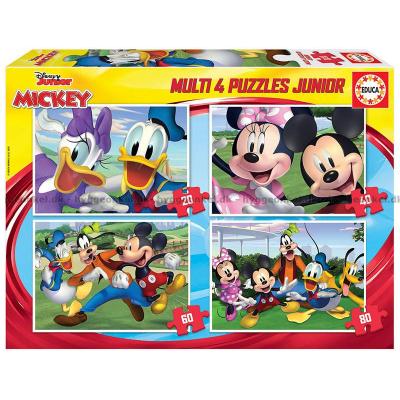 Disney: Mickey og venner, 4 i 1, 20 brikker