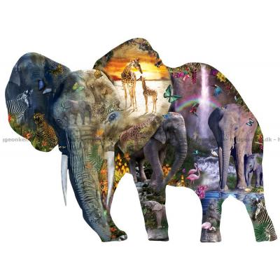 Mullins: Elefant vandfaldet - Formet motiv, 1000 brikker