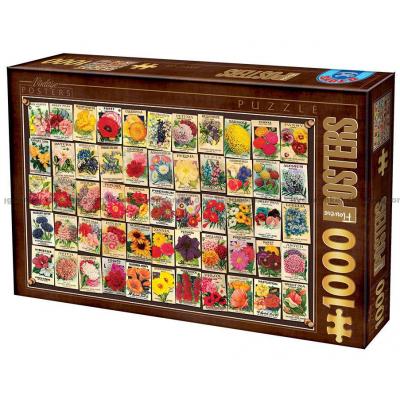 Vintage: Blomster, 1000 brikker