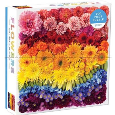 Sommerblomster i regnbuens farver, 500 brikker