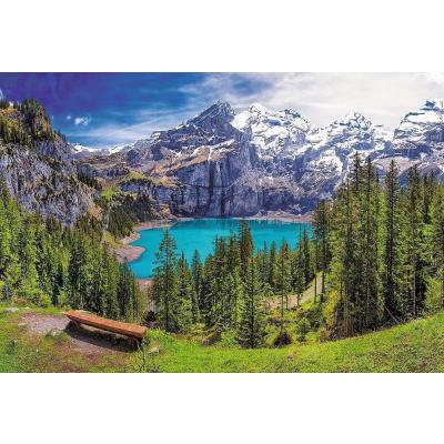 Billede af Oeschinen-søen, Schweiz, 1500 brikker