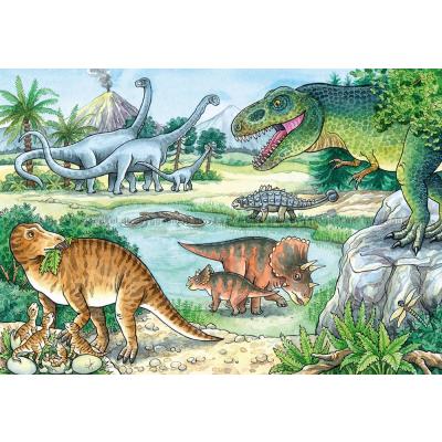 Billede af Dinosaurer ved vandhullet, 2x24 brikker