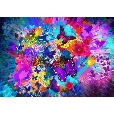 Billede af Sommerfugle blandt blomster, 1000 brikker