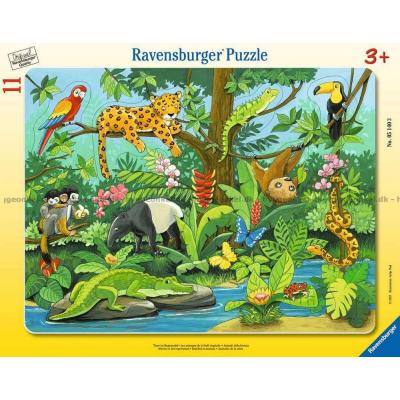 Dyrene i junglen - Rammepuslespil, 11 brikker