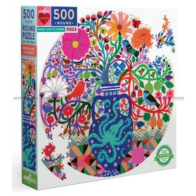 Forsberg: Fugle og blomster - Rundt puslespil, 500 brikker