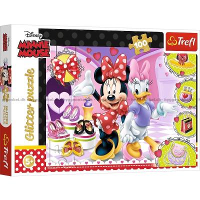 Disney: Minnie og Andersine shopper - Med glitter effekt, 100 brikker