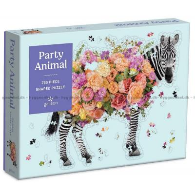 Zebra med blomster - Formet motiv, 750 brikker
