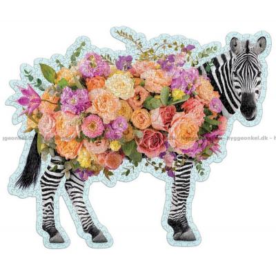 Billede af Zebra med blomster - Formet motiv, 750 brikker