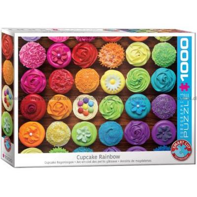 Cupcakes i regnbuens farver, 1000 brikker