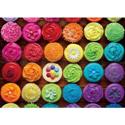 Billede af Cupcakes i regnbuens farver, 1000 brikker