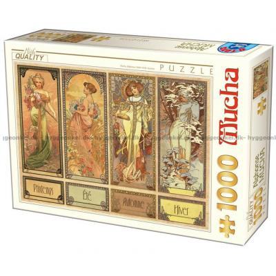 Mucha: Årstiderne - Kunst, 1000 brikker
