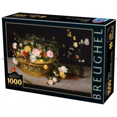 Brueghel: Blomster i fletkurv, 1000 brikker