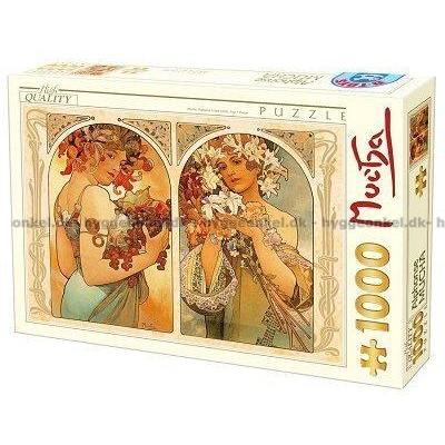Mucha: Blomster og frugt, 1000 brikker