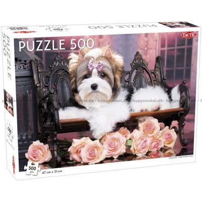 Yorkshire Terrier blandt roser, 500 brikker