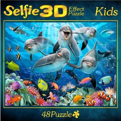 Selfie: Delfin familien - 3D effekt, 48 brikker