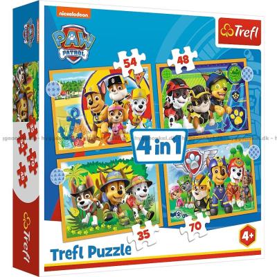 Paw Patrol: På ferie, 4 i 1, 35 brikker