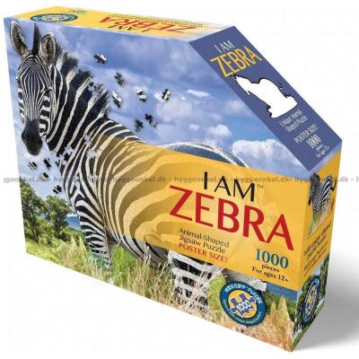 Jeg er: Zebra - Formet motiv, 1000 brikker