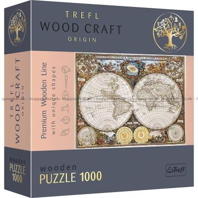 Historisk verdenskort - Træpuslespil, 1000 brikker