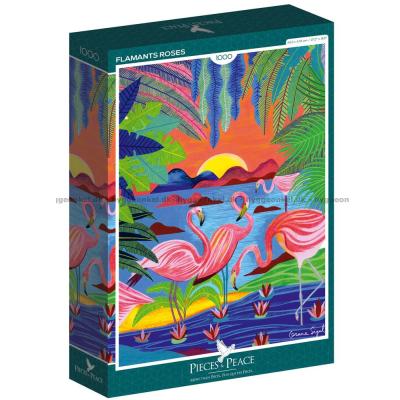Flamingoer i solnedgangen, 1000 brikker