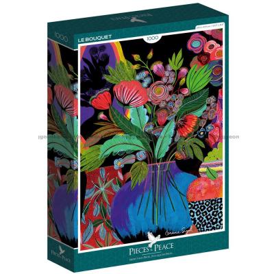 Blomster i den blå vase, 1000 brikker