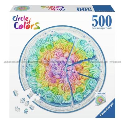 Farverige cirkler: Kage - Rundt puslespil, 500 brikker