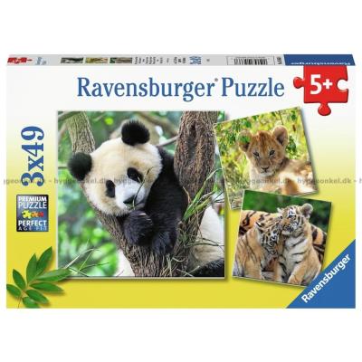 Panda, løve og tiger, 3x49 brikker