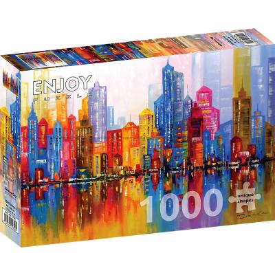Farverig skyline, 1000 brikker