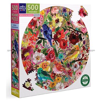 Lewis: Fugle og blomster - Rundt puslespil, 500 brikker