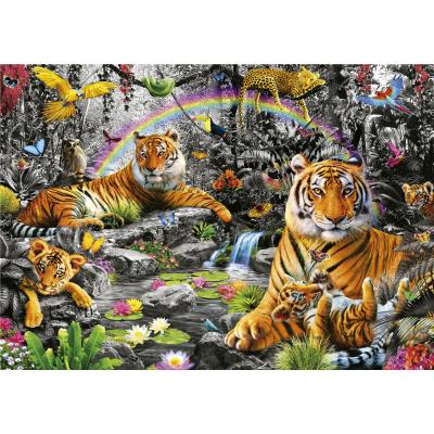 Billede af Chesterman: Tigerfamilien - i sort/hvid med farve, 1500 brikker