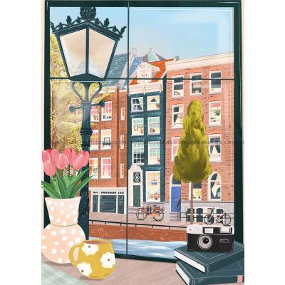 Billede af Amsterdam: Udsigt fra cafeen, 500 brikker