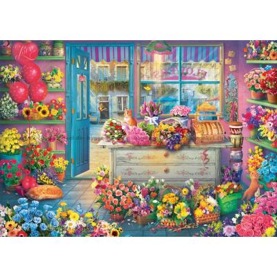 Billede af Farverig blomsterbutik, 1000 brikker