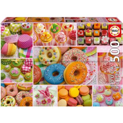 Farverige kager - Collage, 500 brikker