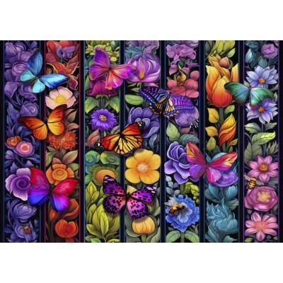 Billede af Blomster og sommerfugle, 500 brikker