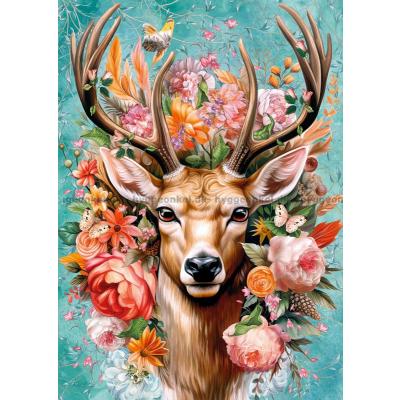 Billede af Hjorten med blomster, 1000 brikker