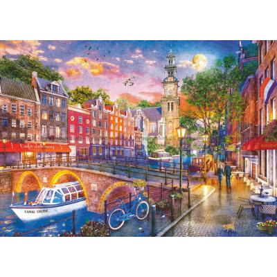 Billede af Amsterdam i solnedgangen, 1000 brikker
