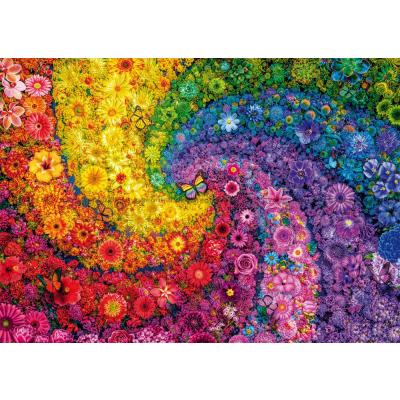 Billede af Spiral med farverige blomster, 2000 brikker