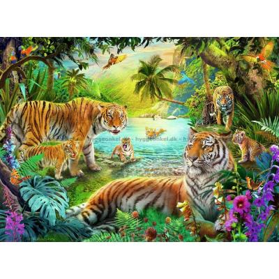 Billede af Tigerflokken ved vandhullet, 500 brikker