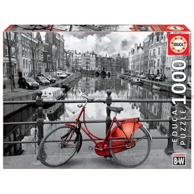 Amsterdam - i sort/hvid med farve, 1000 brikker