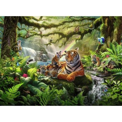 Billede af Tigerfamilien slapper af, 300 brikker