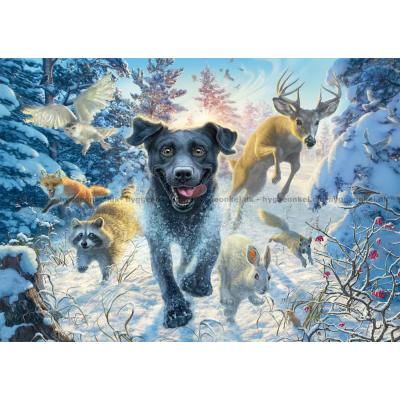 Billede af Fredrickson: Labrador i sneen, 1000 brikker