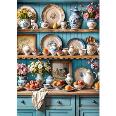 Billede af Det blå skab med porcelæn, 1000 brikker