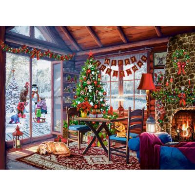 Billede af Julestemning i bjælkehytten, 2000 brikker