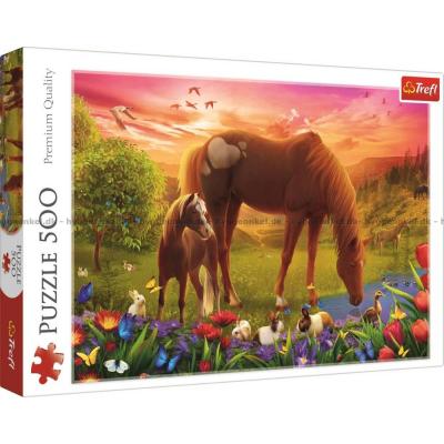 Føl, blomster og forårsglæde, 500 brikker