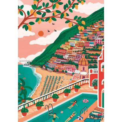 Billede af Farverige steder: Positano - Italien, 1000 brikker