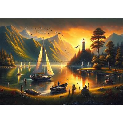 Solnedgang ved fyret, 1000 brikker