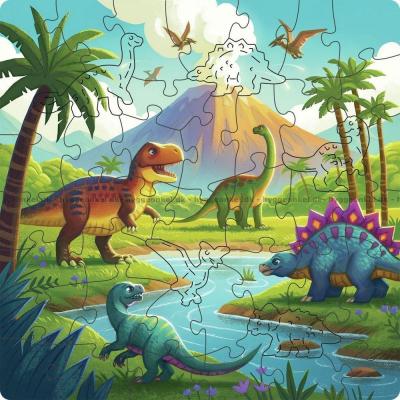 Billede af Dinosaurernes verden - Træpuslespil, 44 brikker