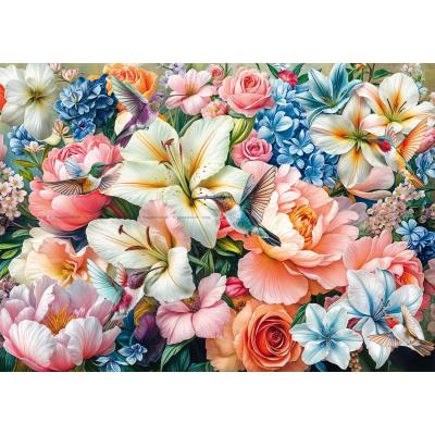 Billede af Kolibrier i blomsterhav, 1000 brikker